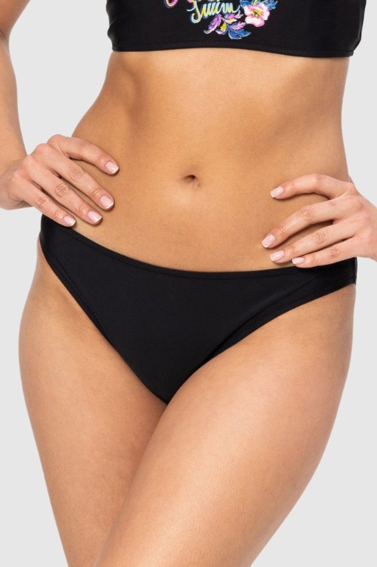 MOSCHINO Black bikini bottom with floral logo