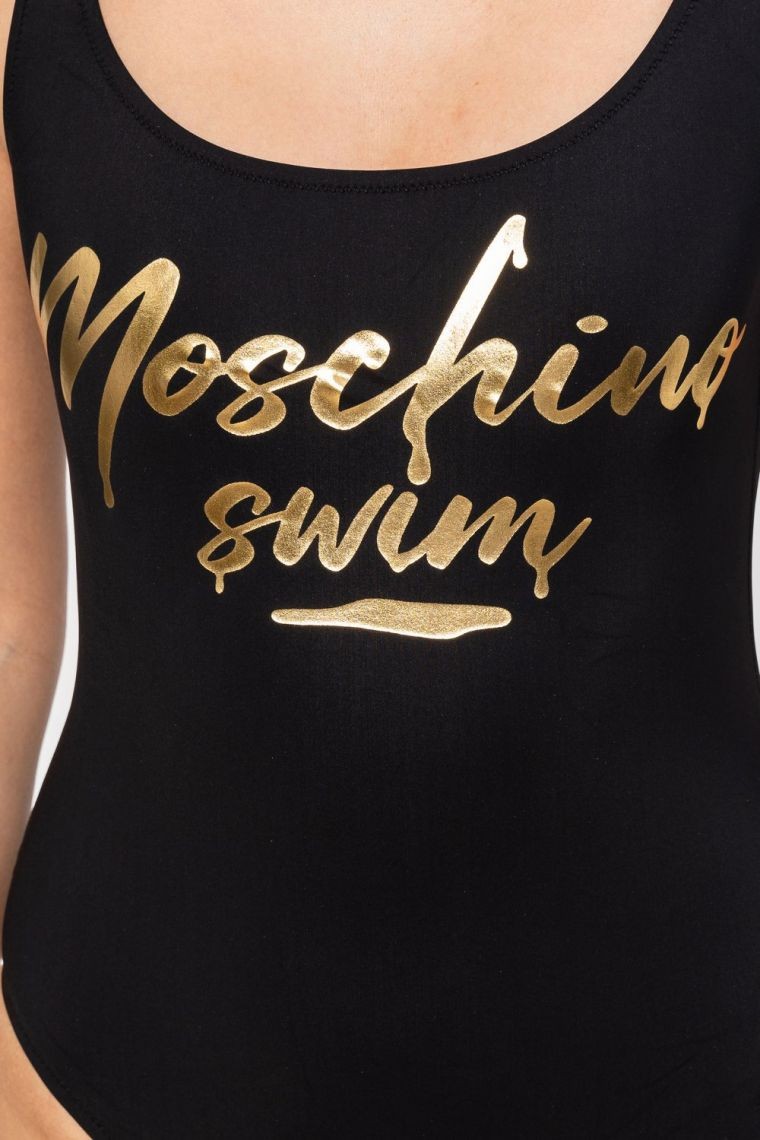 Чорний купальник MOSCHINO із золотистим логотипом