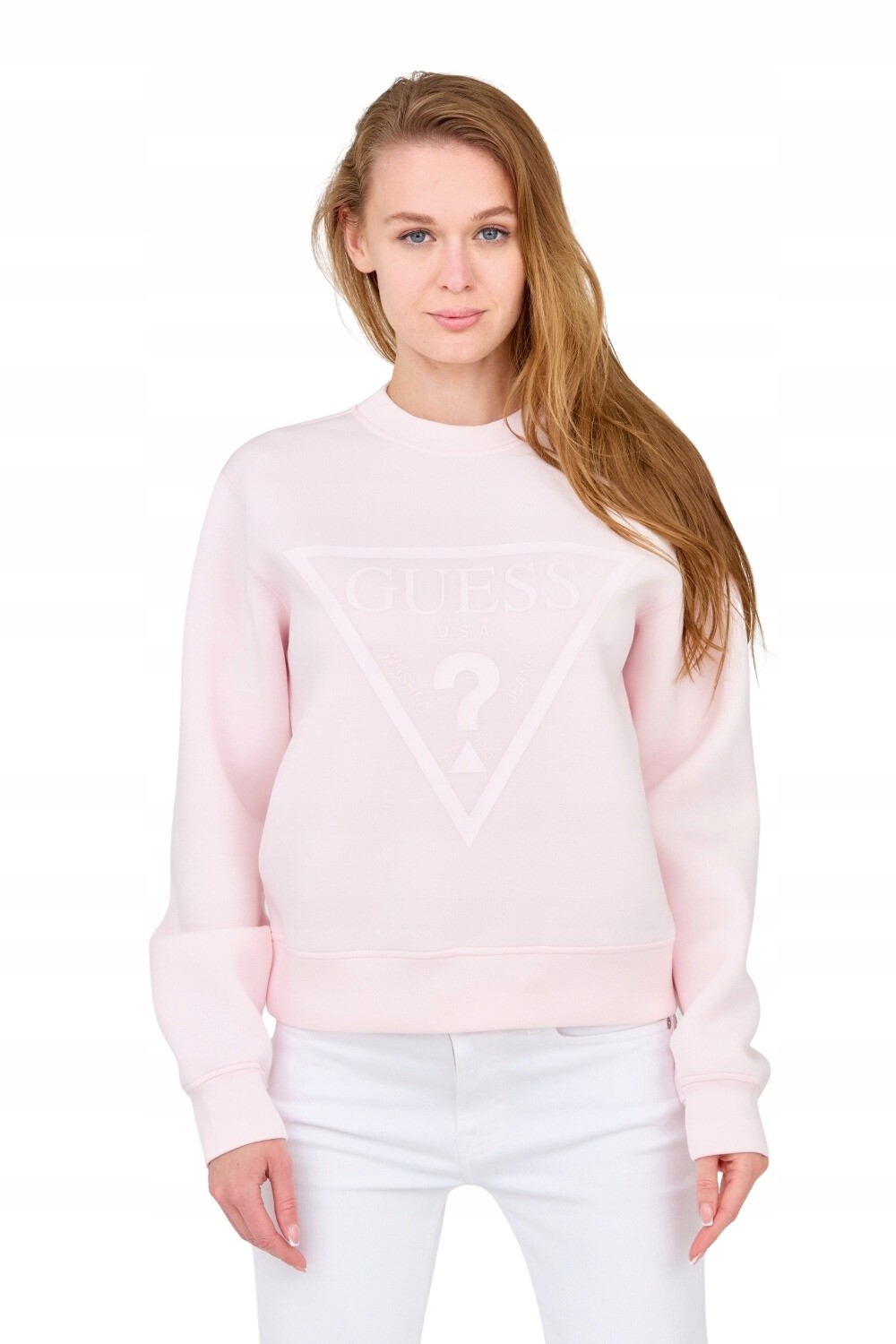 GUESS Różowa damska bluza z dużym logo