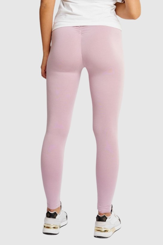 GUESS Jasnoróżowe legginsy damskie z marszczeniem