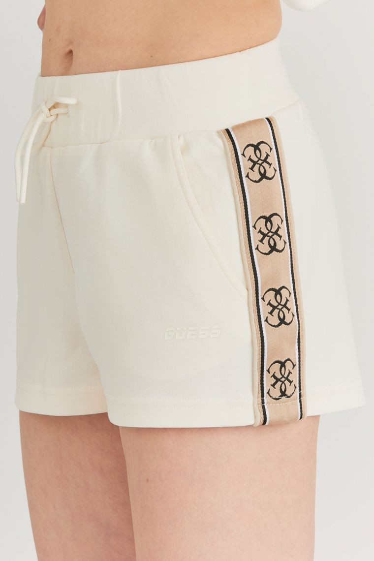 GUESS Cream women's shorts with logo stripes