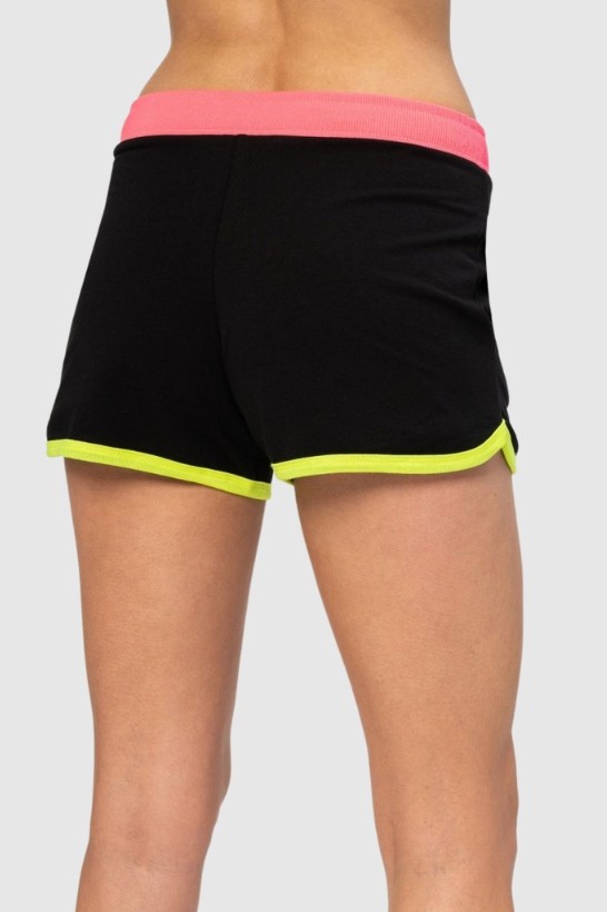 MOSCHINO Black women's shorts with neon logo