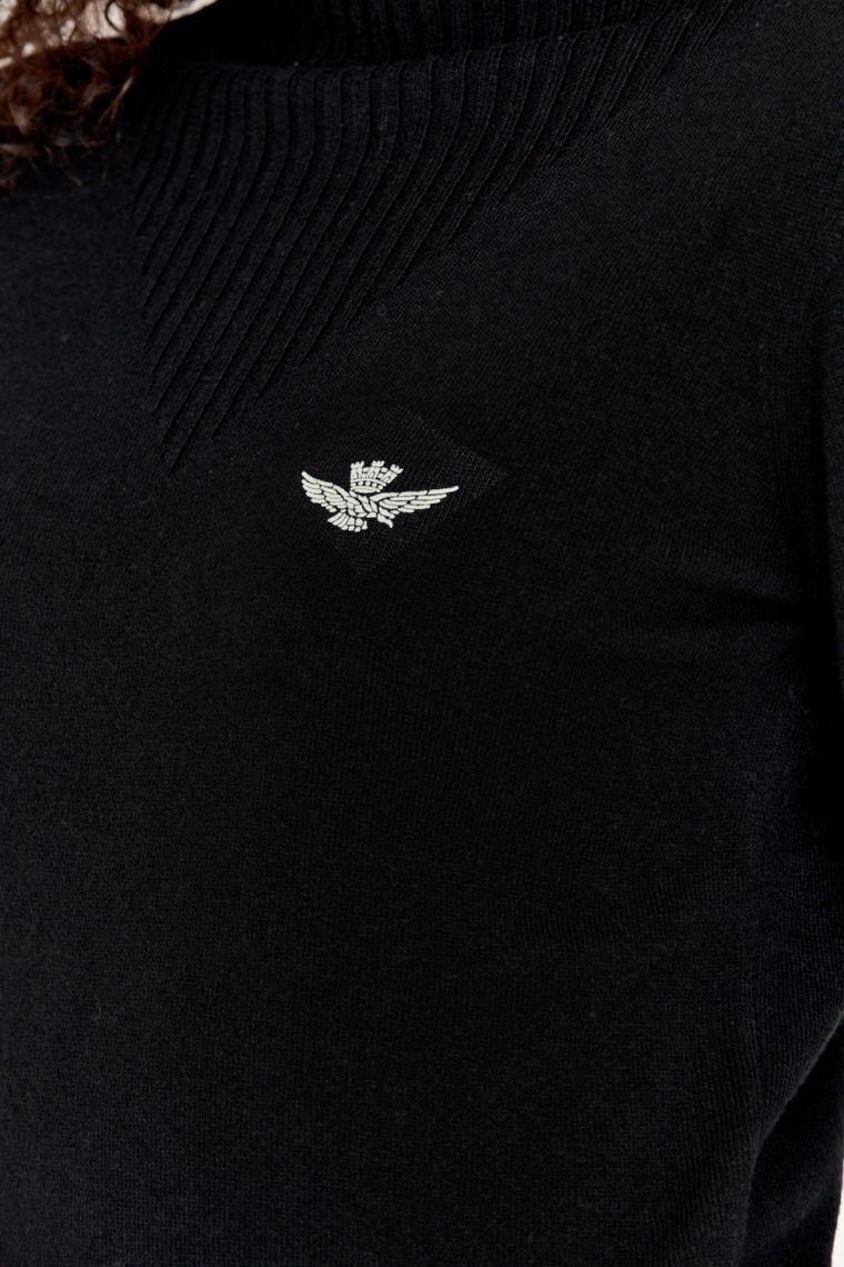 AERONAUTICA MILITARE Czarny sweter damski z domieszką kaszmiru