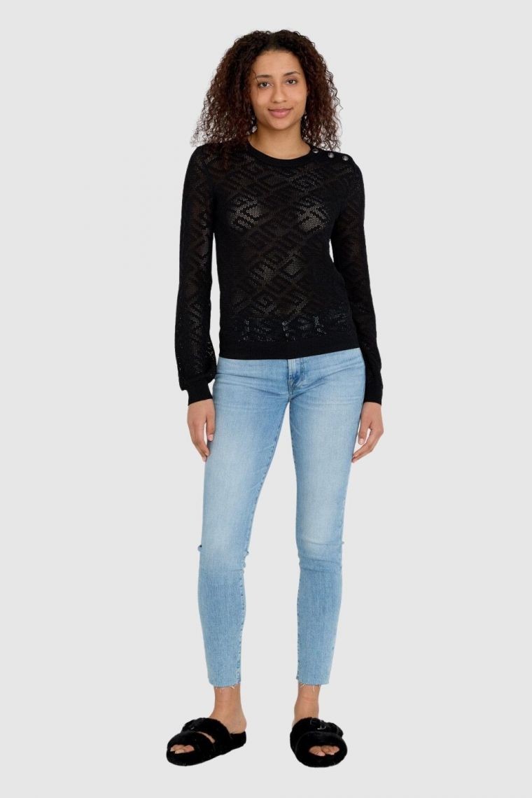 GUESS Czarny sweterek dzianinowy w monogram guess