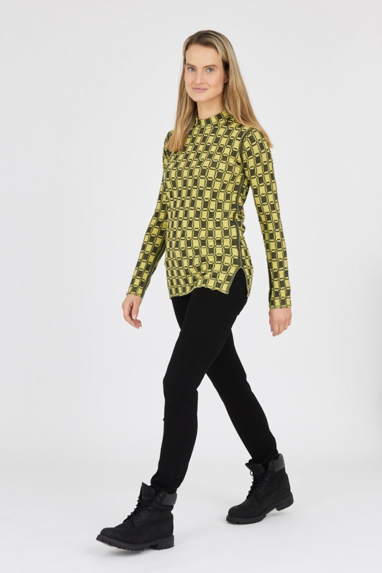 KENZO Dopasowany żółty sweterek w kratkę vichy