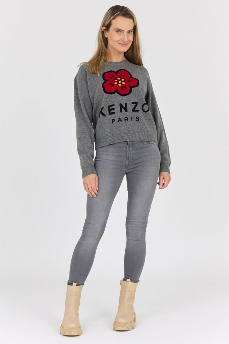 KENZO Szary sweter damski boke flower