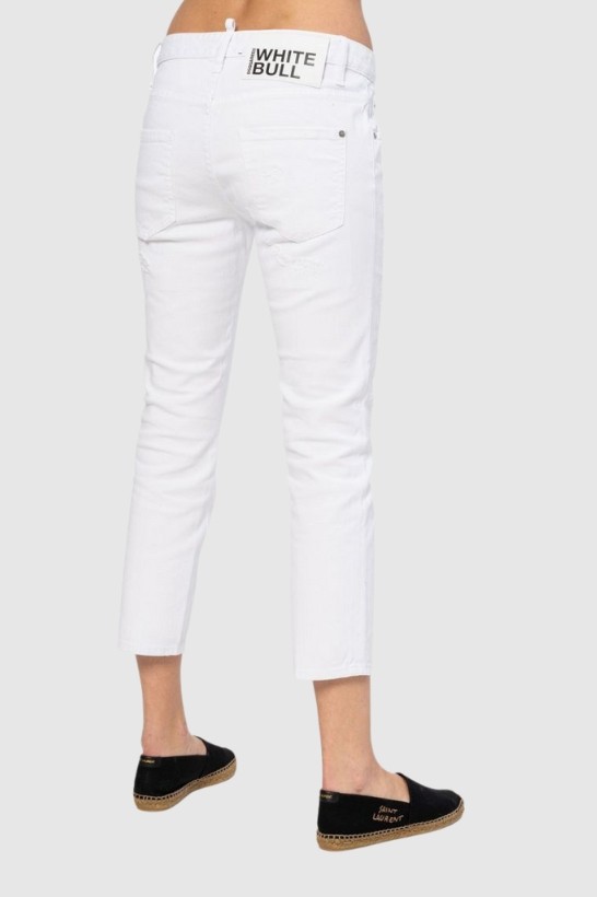 DSQUARED2 Cool girl cropped jeanBiałe jeansy damskie