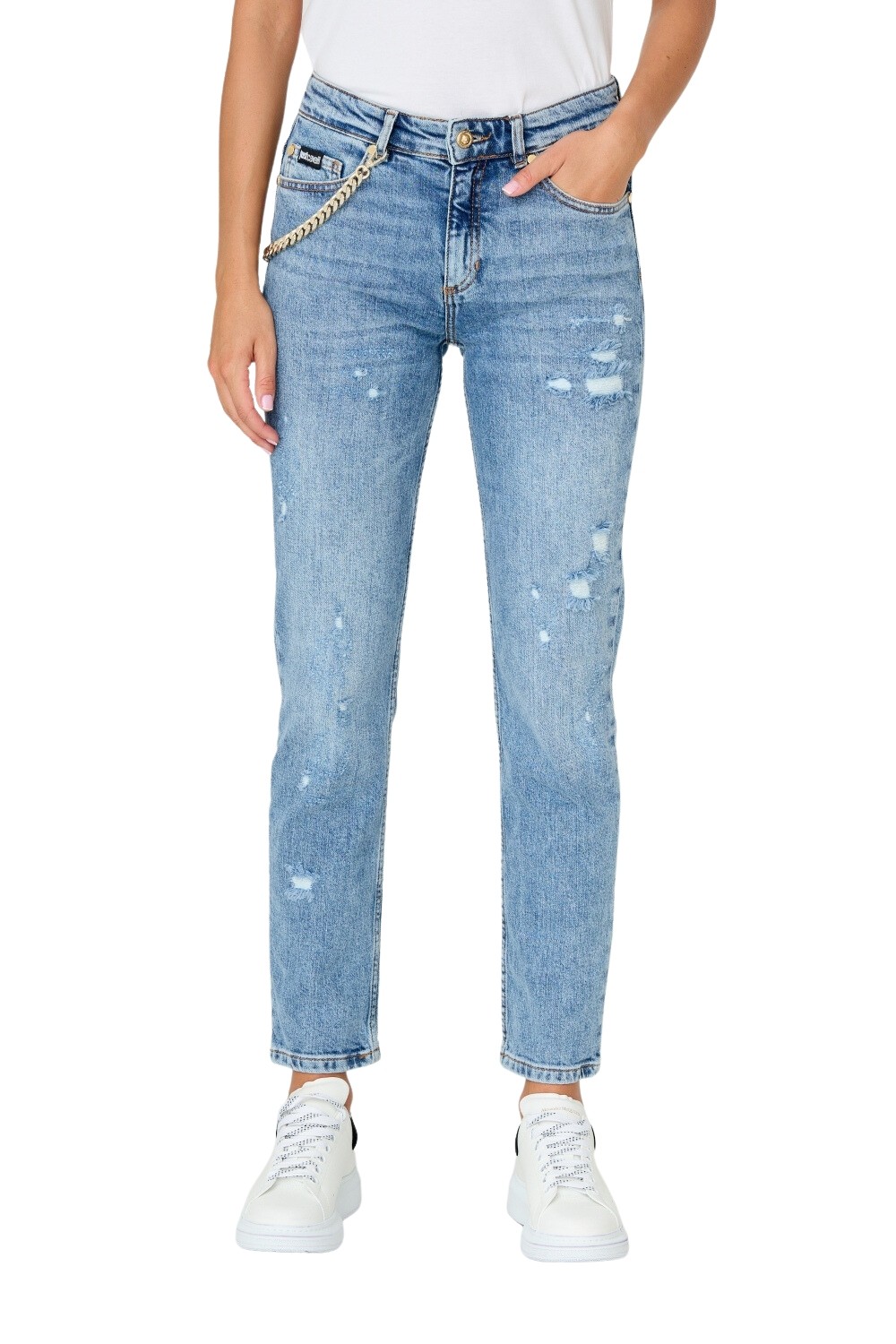 Сині супервузькі джинси на ланцюжку JUST CAVALLI