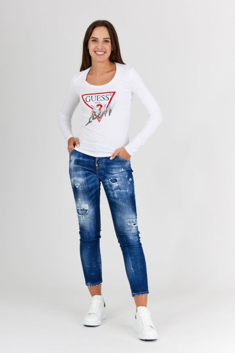 GUESS Biały longsleeve damski icon