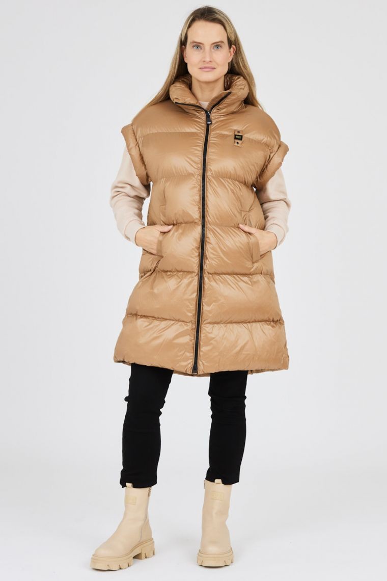 BLAUER Długi brązowy bezrękawnik damski Daisy