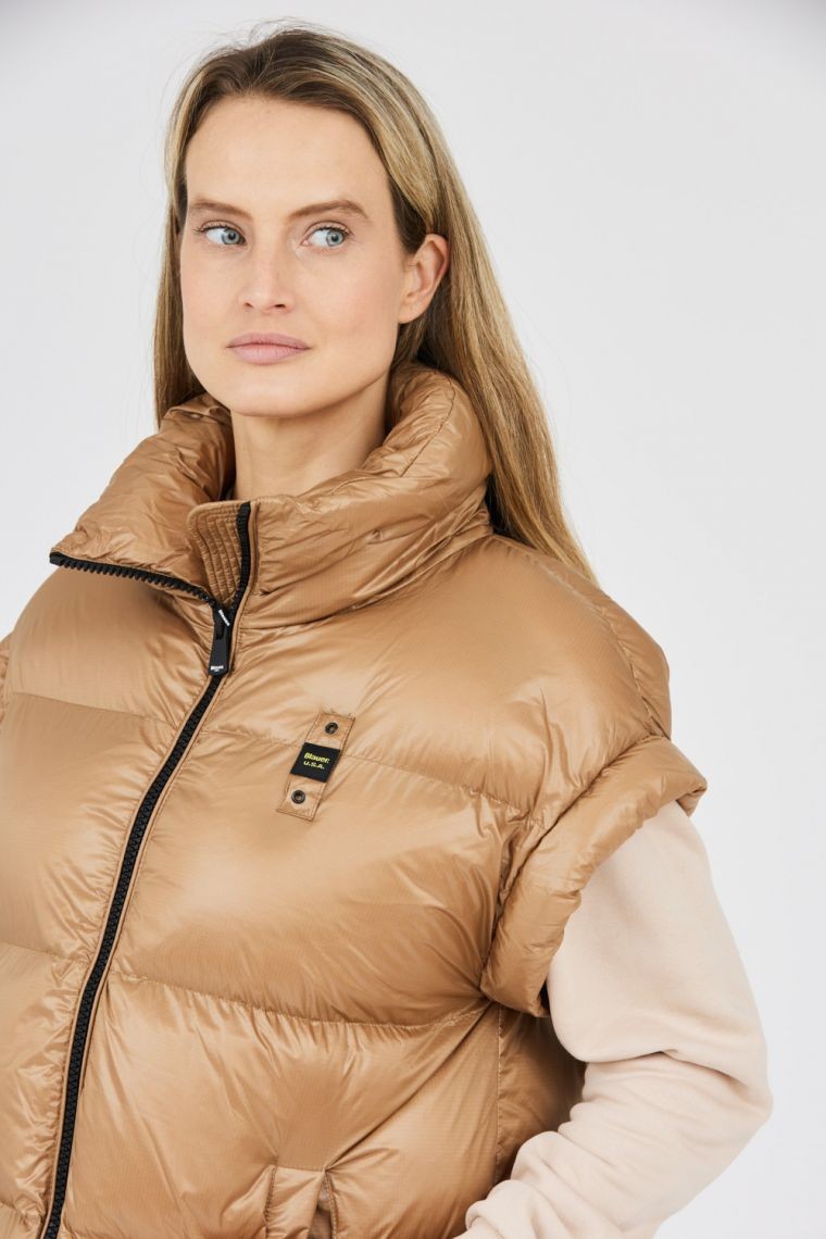 BLAUER Długi brązowy bezrękawnik damski Daisy