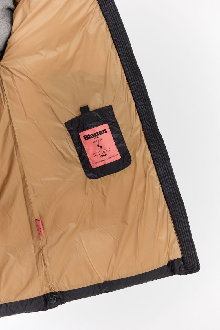 BLAUER Długi czarny bezrękawnik damski Daisy