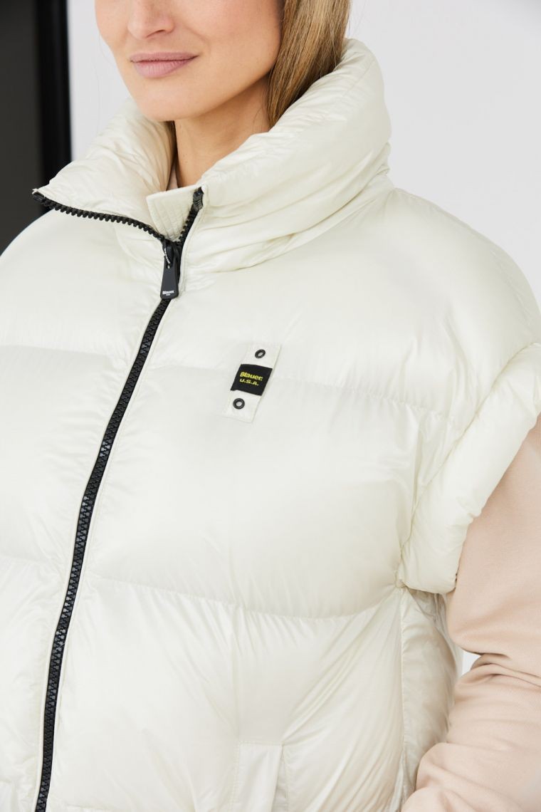 BLAUER Ecru długi bezrękawnik damski Daisy