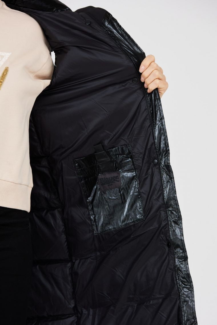 BLAUER Długi błyszczący bezrękawnik puchowy Erika