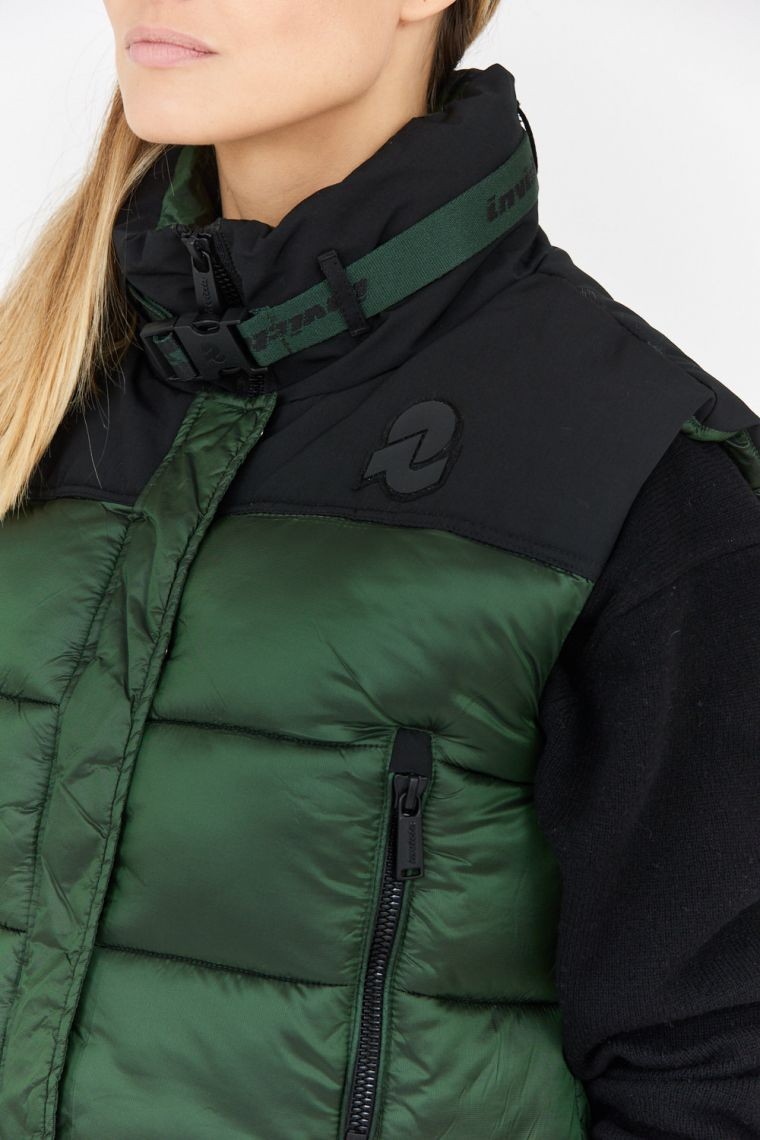 INVICTA Zielony puchowy krótki bezrękawnik damski