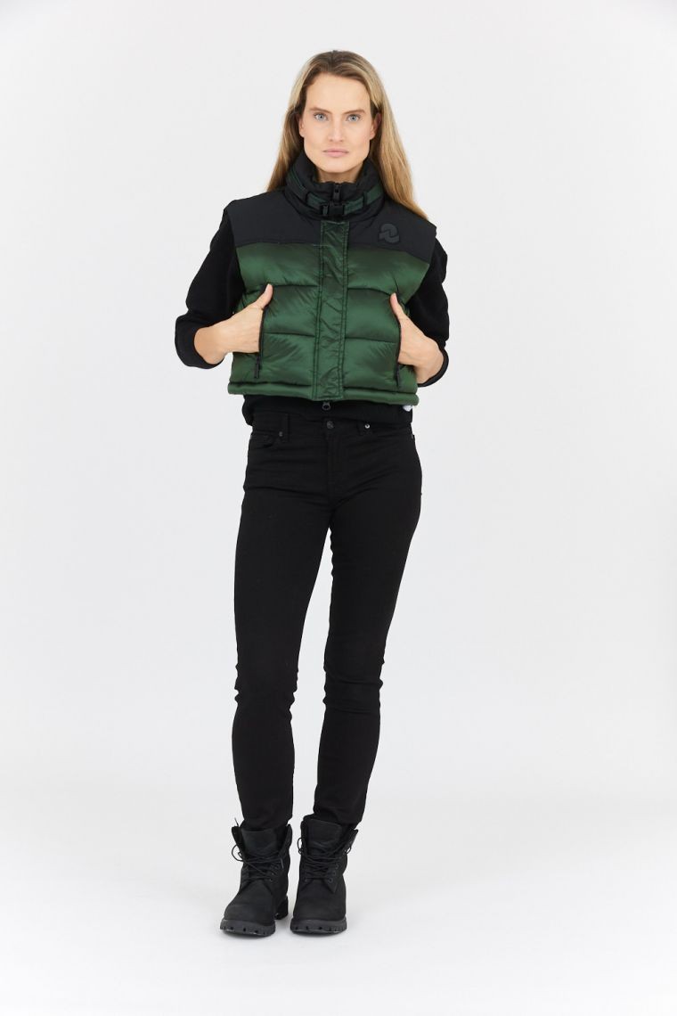 INVICTA Zielony puchowy krótki bezrękawnik damski