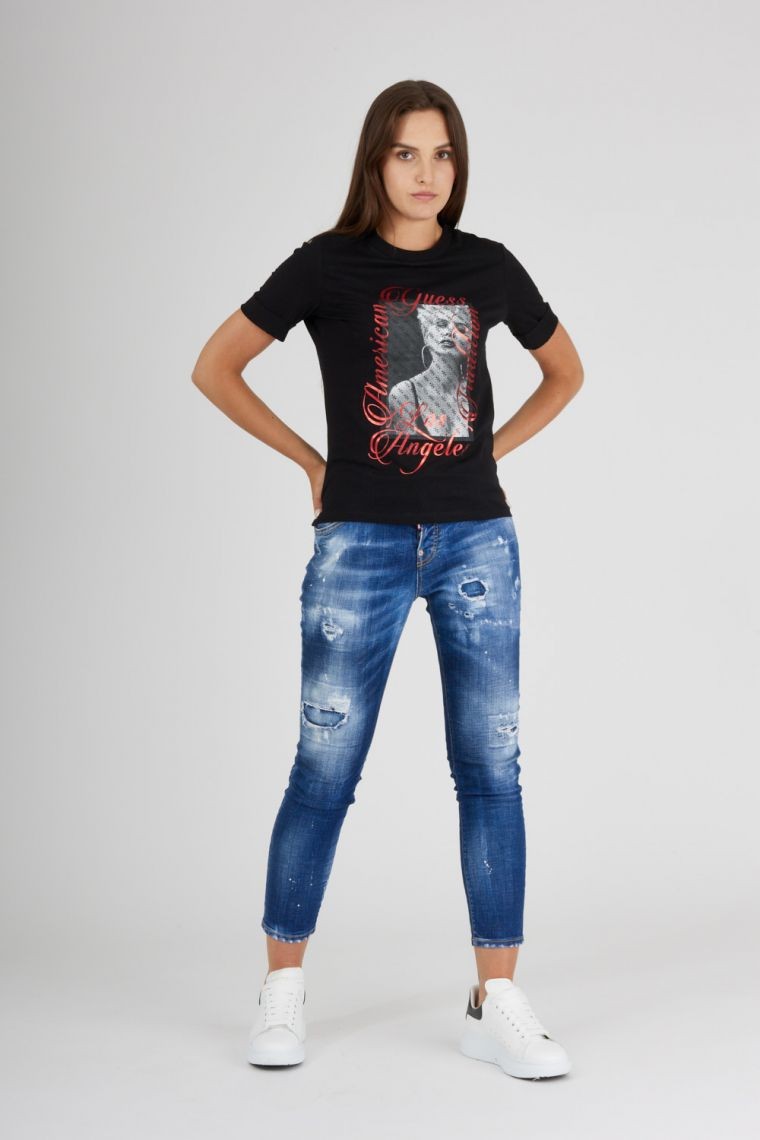 GUESS Black printed women's t-shirt