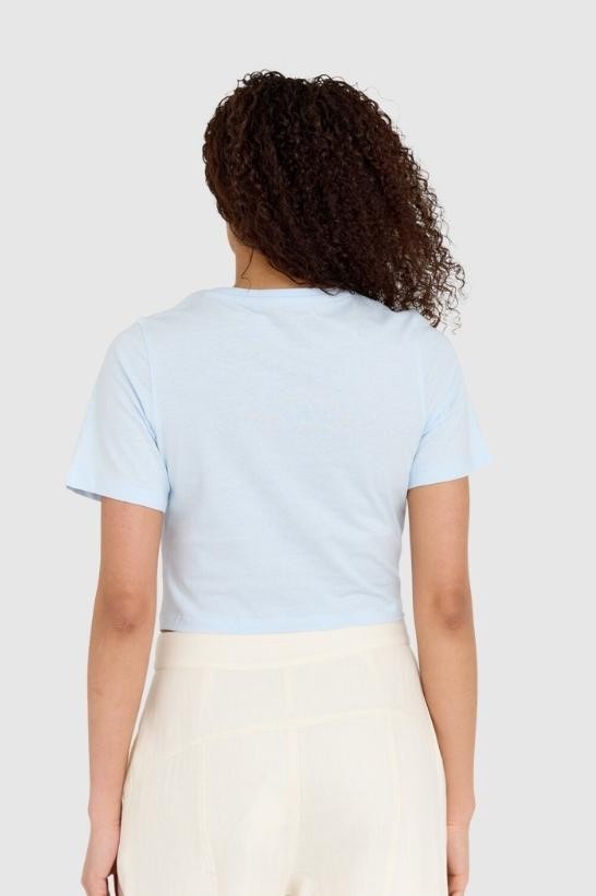 GUESS Blue women's cropped fit piercing t-shirt