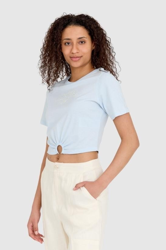 GUESS Blue women's cropped fit piercing t-shirt