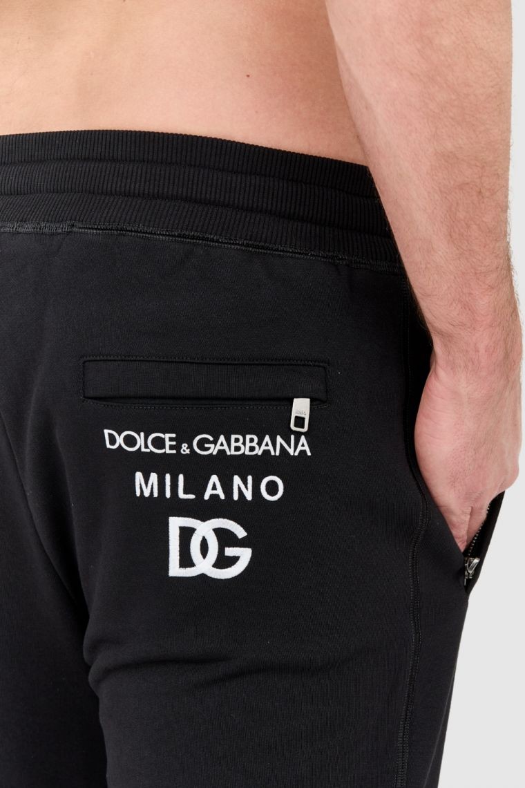 DOLCE & GABBANA Чорні спортивні штани з вишитим логотипом