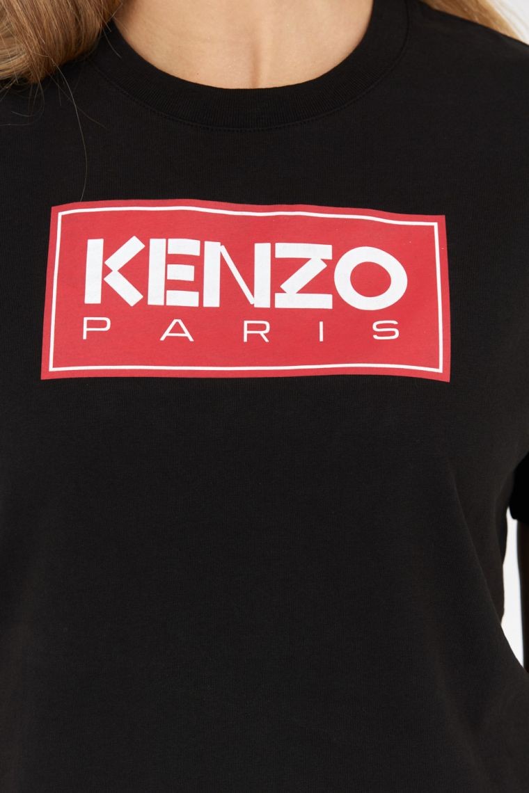 KENZO Czarny t-shirt damski z czerwonym logo