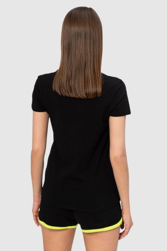 MOSCHINO Czarny t-shirt  z neonowym logo