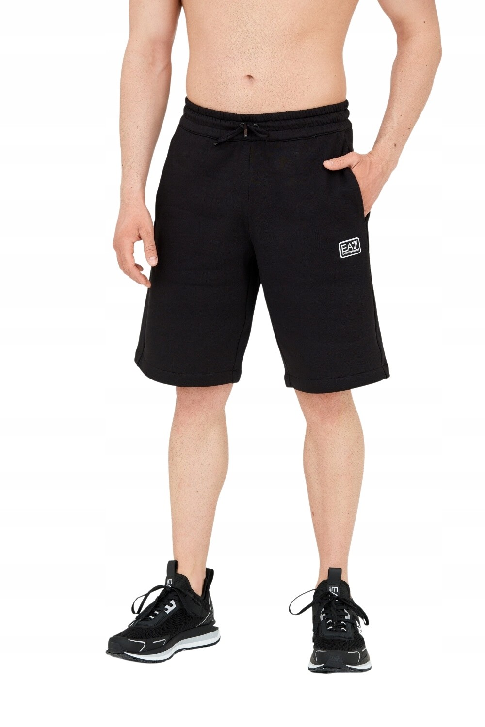 EA7 Men's black short shorts with patch