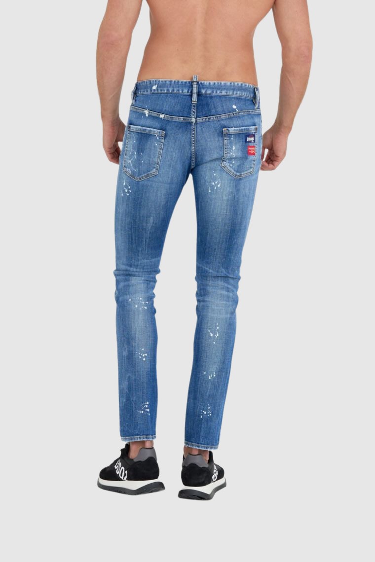DSQUARED2 Niebieskie jeansy medium bleached spots wash cool guy