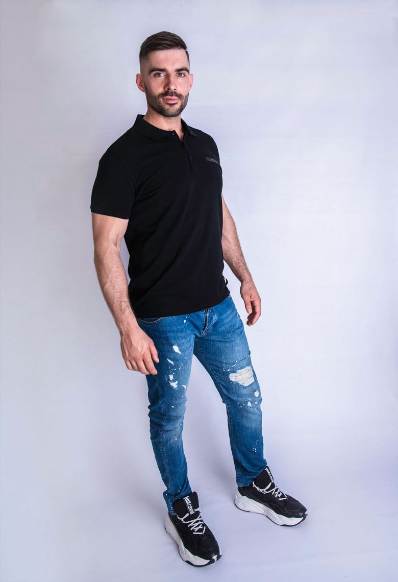 FENDI Koszulka polo męska w kolorze czarnym