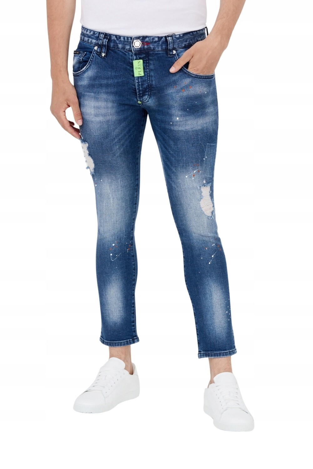 PHILIPP PLEIN Niebieskie męskie jeansy