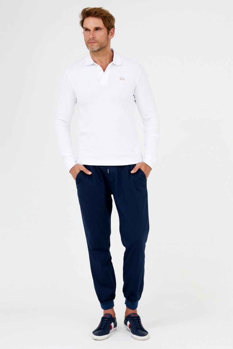 LA MARTINA Біле поло з довгими рукавами