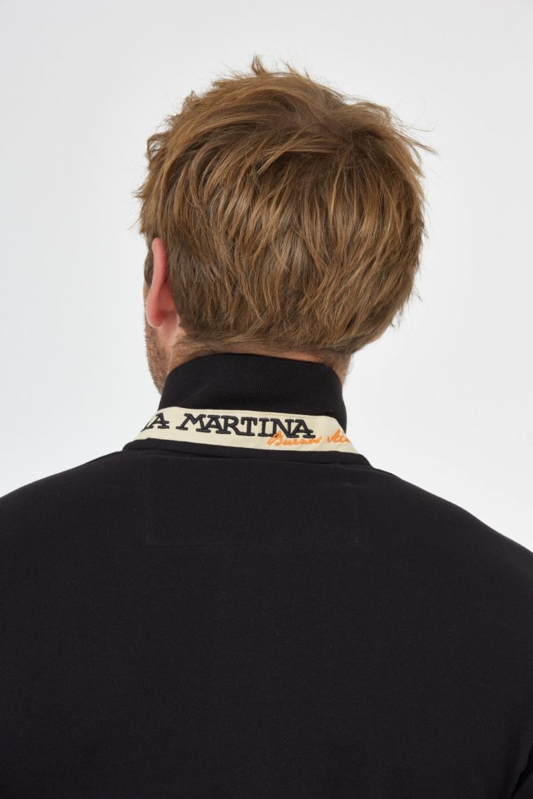LA MARTINA Black polo shirt with small logo