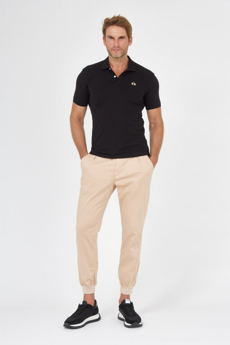 LA MARTINA Black polo shirt with small logo