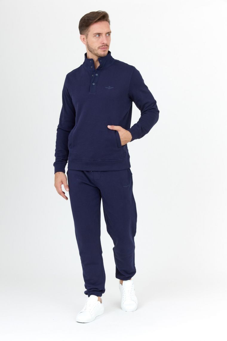 AERONAUTICA MILITARE Men's navy blue snapback sweatshirt