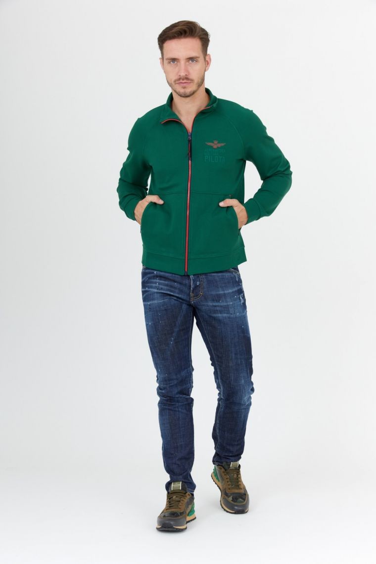 AERONAUTICA MILITARE Zielona bluza męska na suwak