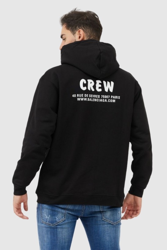 BALENCIAGA Czarna bluza męska z kapturem i logo