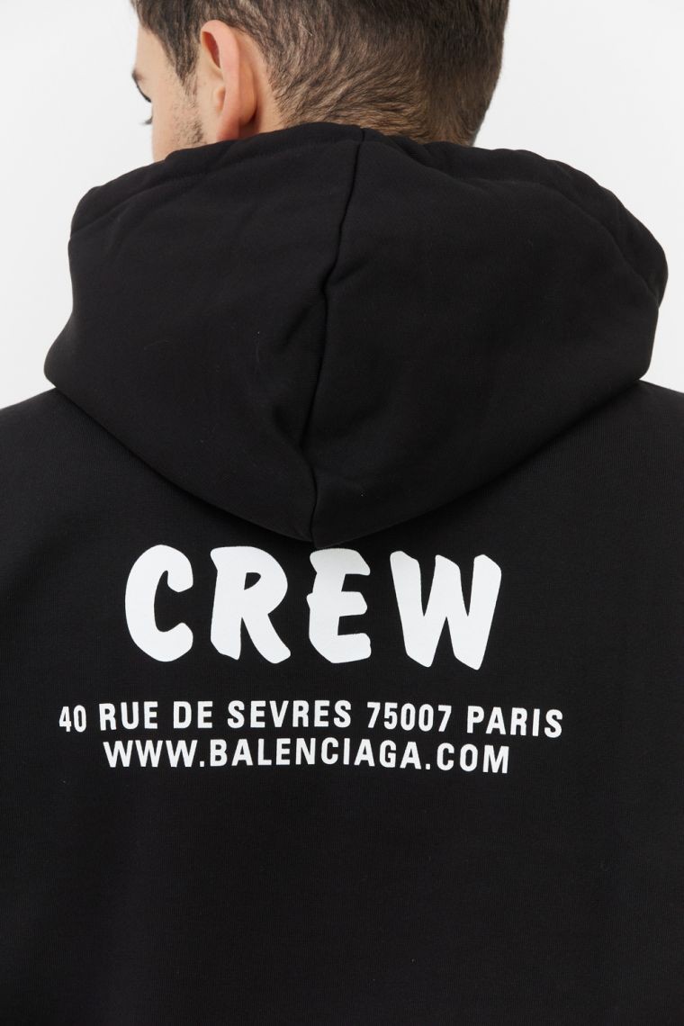 BALENCIAGA Czarna bluza męska z kapturem i logo