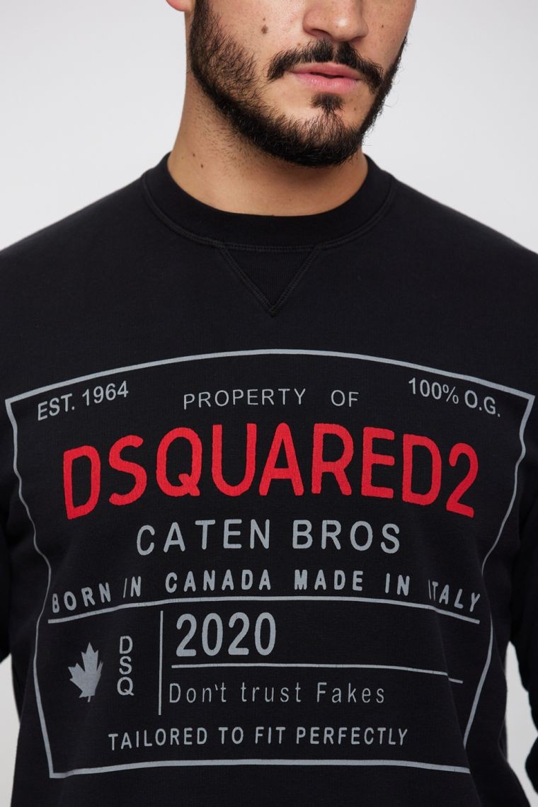 DSQUARED2 Black men's sweatshirt with red logo
