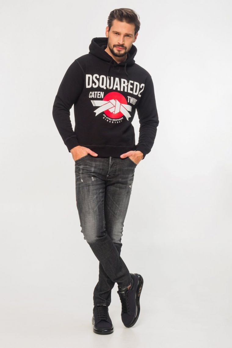 DSQUARED2 Czarna bluza męska z kapturem