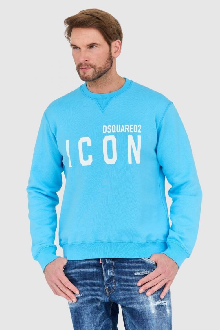 DSQUARED2 Blue men's sweatshirt with large white icon logo