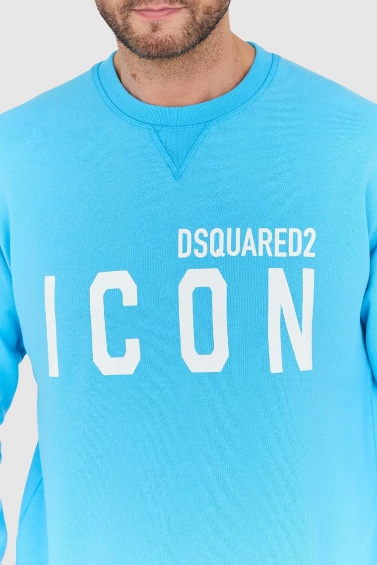 DSQUARED2 Blue men's sweatshirt with large white icon logo