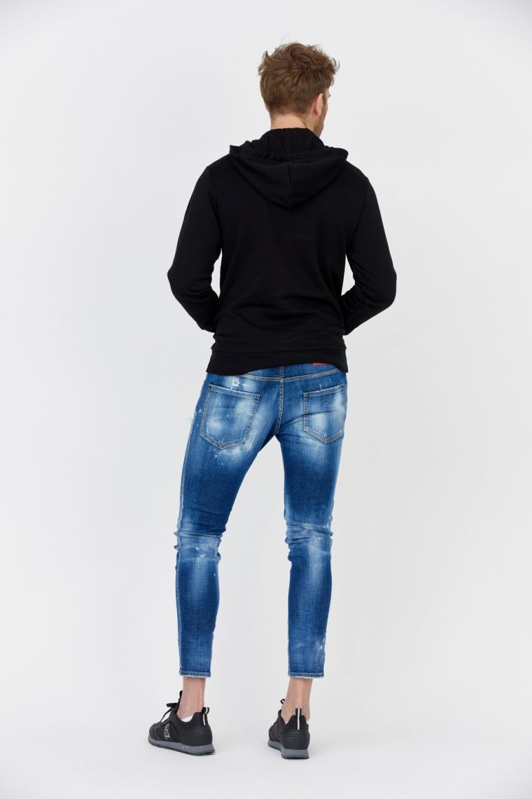 EMPORIO ARMANI Чорний чоловічий світшот з капюшоном з сірим логотипом