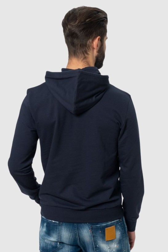 EMPORIO ARMANI Чоловічий темно-синій світшот з капюшоном та логотипом