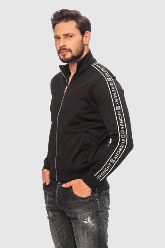GIVENCHY Czarna bluza męska z lampasami