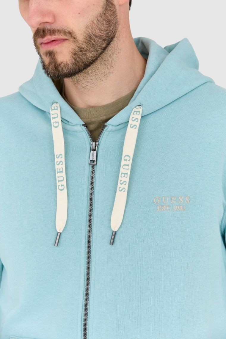 GUESS Bluza turkusowa rozpinana slim fit