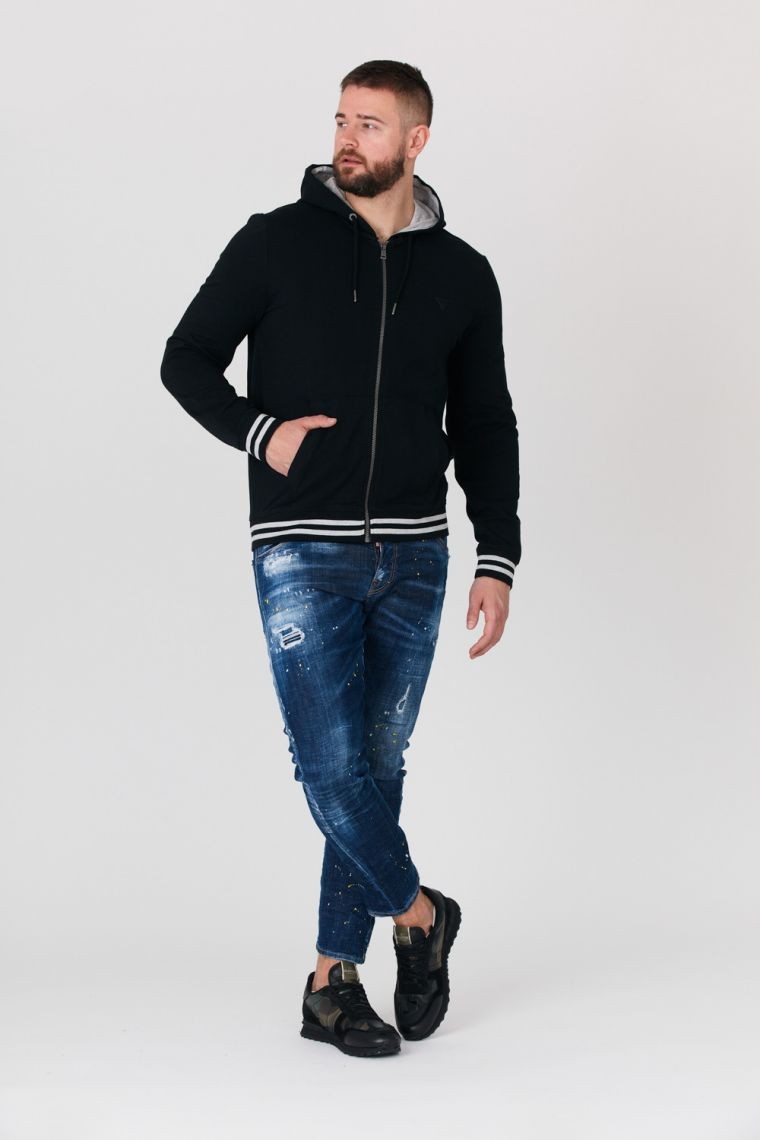 GUESS Black men's zip-up hoodie