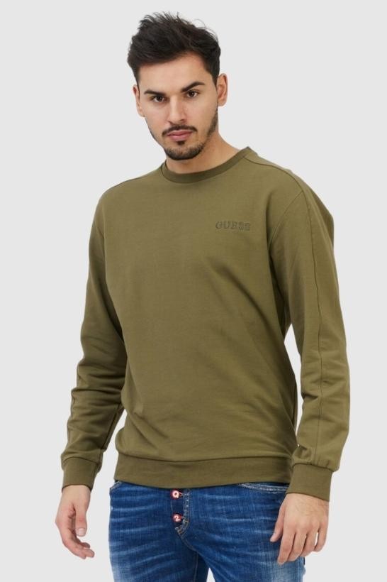 GUESS Чоловічий світшот зелений з вишитим логотипом