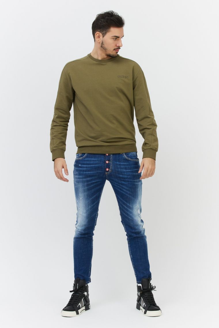 GUESS Чоловічий світшот зелений з вишитим логотипом