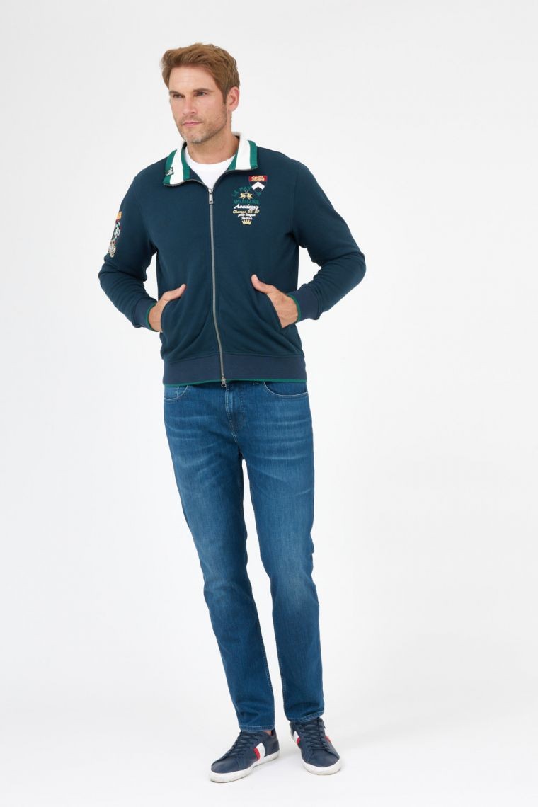 LA MARTINA Чоловічий темно-синій світшот на блискавці