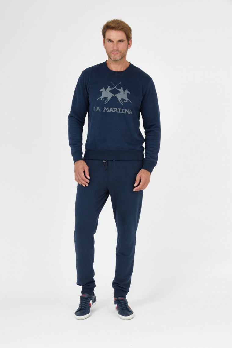 LA MARTINA Чоловічий темно-синій світшот з сірим логотипом